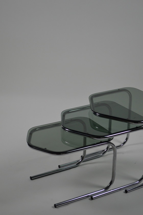 Image 1 of Smoked glass nesting tables