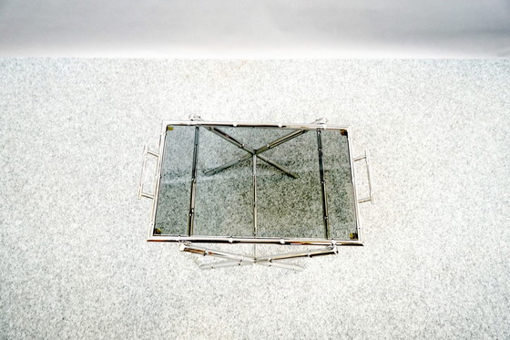 Image 1 of Tavolino da caffè vintage Hollywood Regency in metallo a forma di bambù e vetro, Germania, anni '70