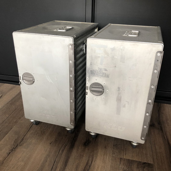 Image 1 of 2x Vintage flight container aircraft bedside table