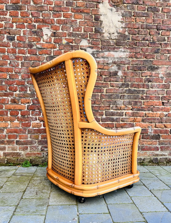 Image 1 of Giorgetti Faux bamboo wing chair