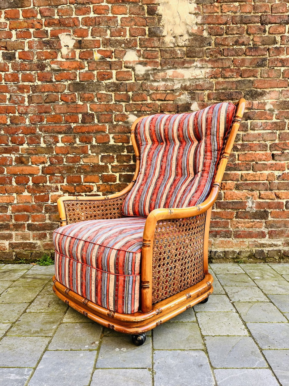 Giorgetti Fauteuil à oreilles en faux bambou
