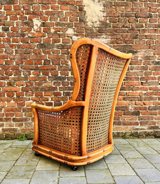 Image 1 of Giorgetti Faux bamboo wing chair