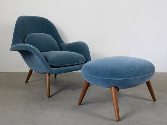 Image 1 of Fredericia Loungechair Swoon avec Ottoman