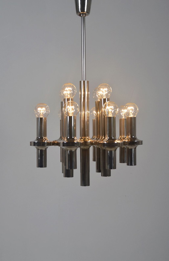 Image 1 of Modernist chandelier in chrome attributed to Gaetano Sciolari, 1970s