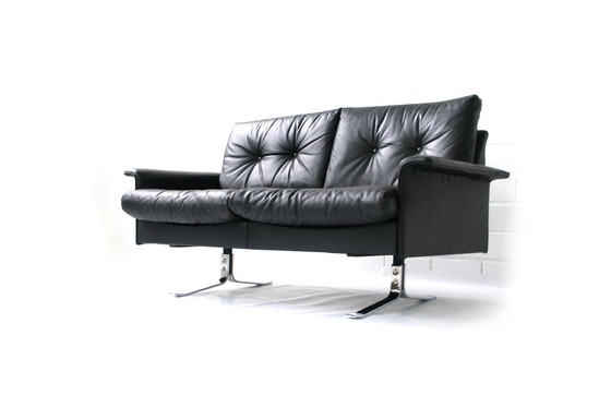 Image 1 of Rudolf Horn for Röhl Potsdam, Executive Leather Lounge Sofa, chrome base, 1960s