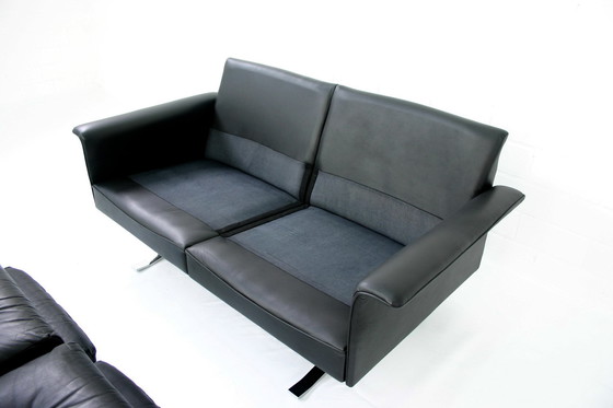 Image 1 of Rudolf Horn for Röhl Potsdam, Executive Leather Lounge Sofa, chrome base, 1960s