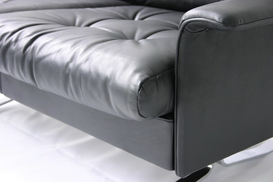 Image 1 of Rudolf Horn for Röhl Potsdam, Executive Leather Lounge Sofa, chrome base, 1960s