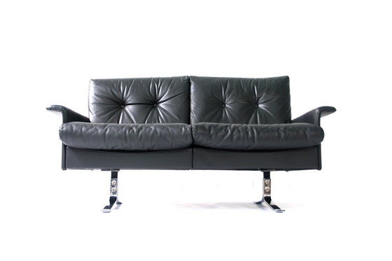 Image 1 of Rudolf Horn for Röhl Potsdam, Executive Leather Lounge Sofa, chrome base, 1960s