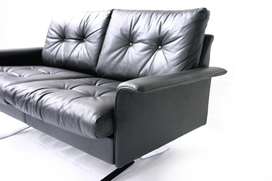 Image 1 of Rudolf Horn for Röhl Potsdam, Executive Leather Lounge Sofa, chrome base, 1960s