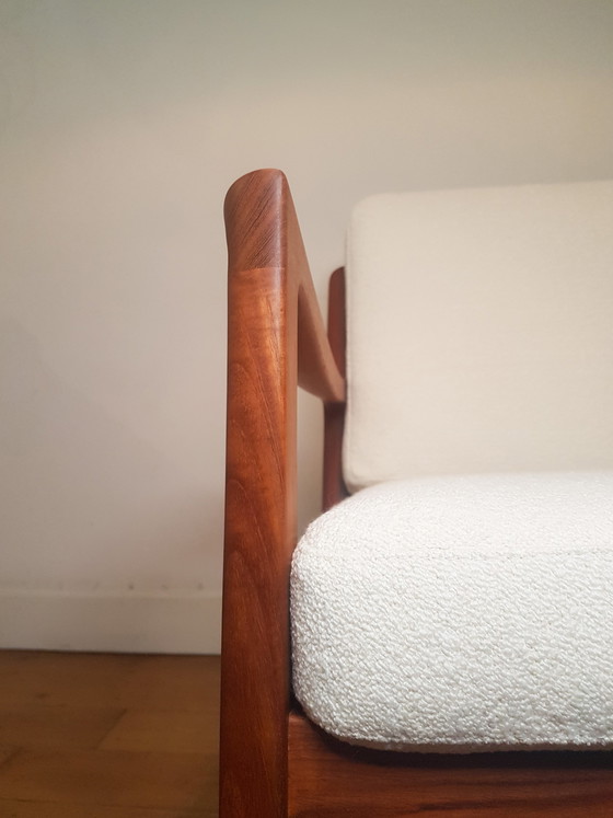 Image 1 of 2 x Ole Wanscher Senator Chairs in teak and bouclé