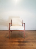 2 x Ole Wanscher Senator Chairs en teck et bouclé