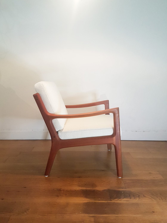 Image 1 of 2 x Ole Wanscher Senator Chairs in teak and bouclé