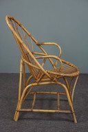 Rattan armchair with armrests, Dutch Design Style, 1950