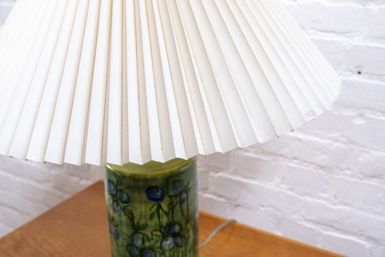 Image 1 of Danish Ceramic Table Lamp With Folded Lampshade, Bangholm 1960s