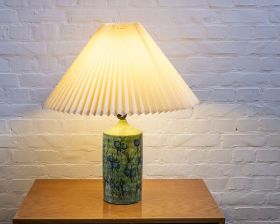 Image 1 of Lampe de table danoise en céramique avec abat-jour plié, Bangholm 1960s