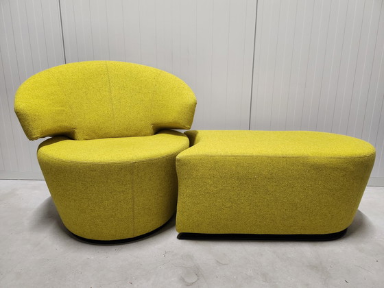 Image 1 of Werther Trick Divina Designer Swivel Chair with Yellow Ottoman