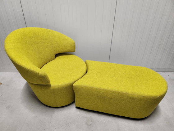 Image 1 of Werther Trick Divina Designer Swivel Chair with Yellow Ottoman