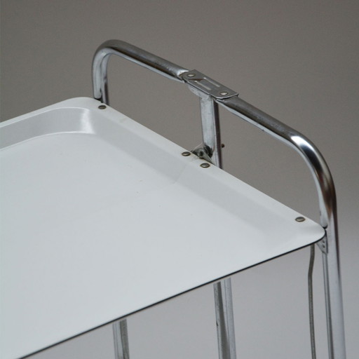 Vintage serving trolley collapsible white 60's