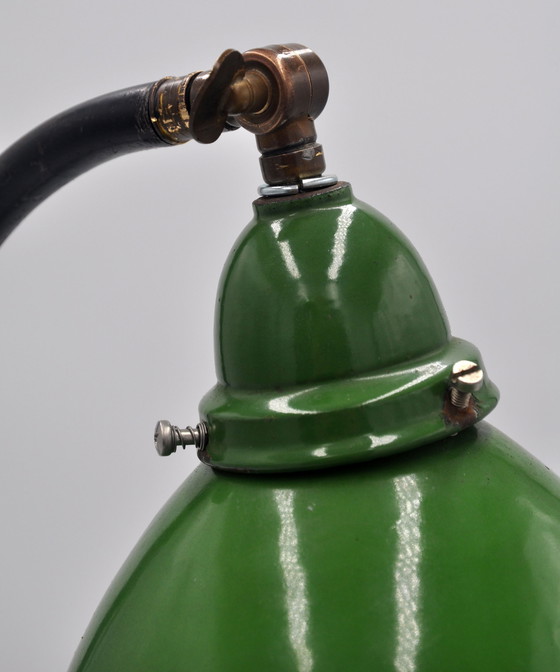 Image 1 of Green industrial workshop lamp - Bauhaus style (1930s)