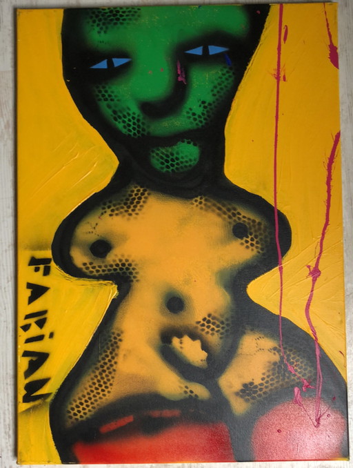 Fabian - Nude lady – schilderijen tekeningen, Canvas, Modern
