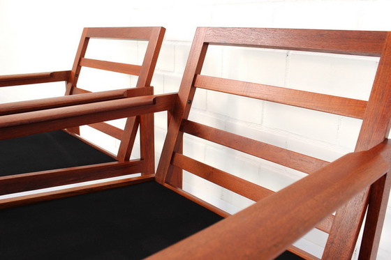 Image 1 of Illum Wikkelsø for Niels Eilersen, 2x Danish "Capella" Teak Lounge Chair + 1x Stool