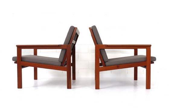 Image 1 of Illum Wikkelsø for Niels Eilersen, 2x Danish "Capella" Teak Lounge Chair + 1x Stool