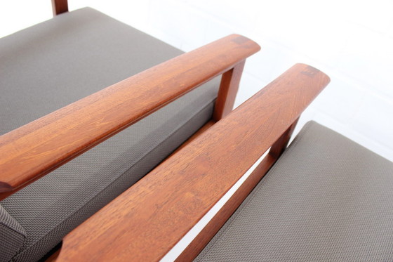 Image 1 of Illum Wikkelsø for Niels Eilersen, 2x Danish "Capella" Teak Lounge Chair + 1x Stool