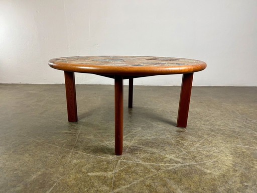 Table basse Tue Poulsen Haslev Teck Carrelage céramique Mid Century