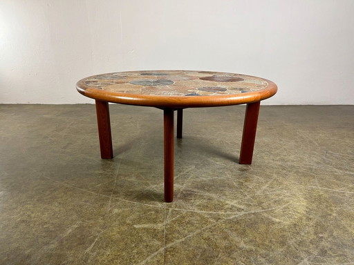 Table basse Tue Poulsen Haslev Teck Carrelage céramique Mid Century