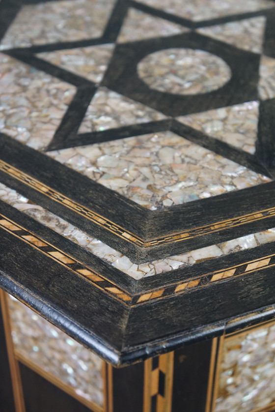 Image 1 of Antique oriental mosaic side table