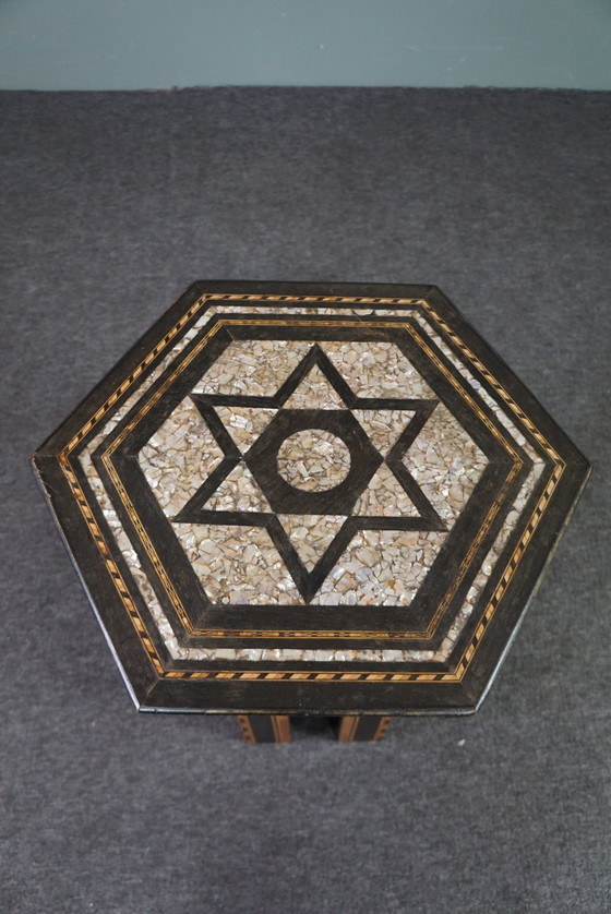 Image 1 of Antique oriental mosaic side table