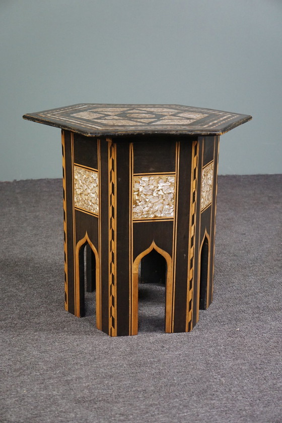 Image 1 of Antique oriental mosaic side table