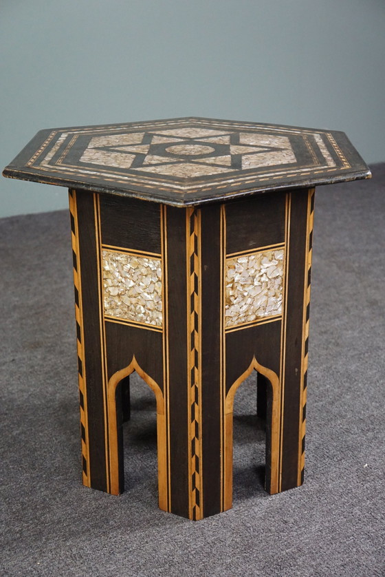 Image 1 of Antique oriental mosaic side table