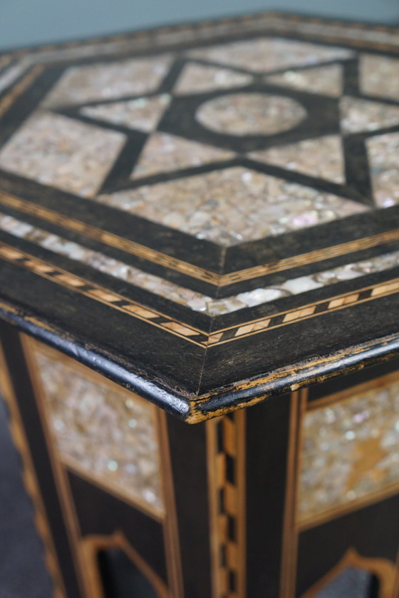 Image 1 of Antique oriental mosaic side table