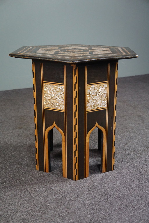 Antique oriental mosaic side table