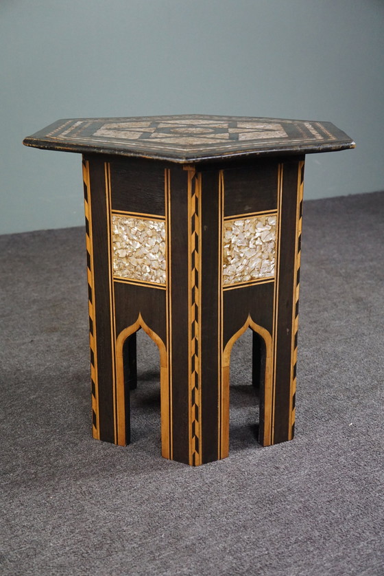 Image 1 of Antique oriental mosaic side table