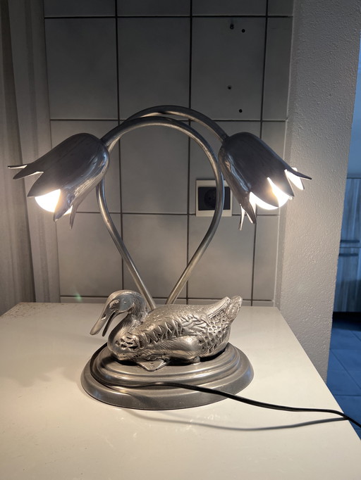 Vintage pewter table lamp
