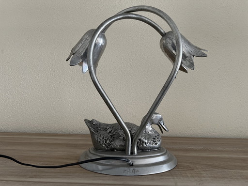 Vintage pewter table lamp