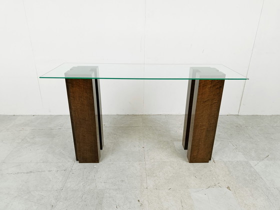 Image 1 of Vintage burl wood console, 1980s