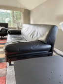 Matteo Grassi black leather Italian design sofa