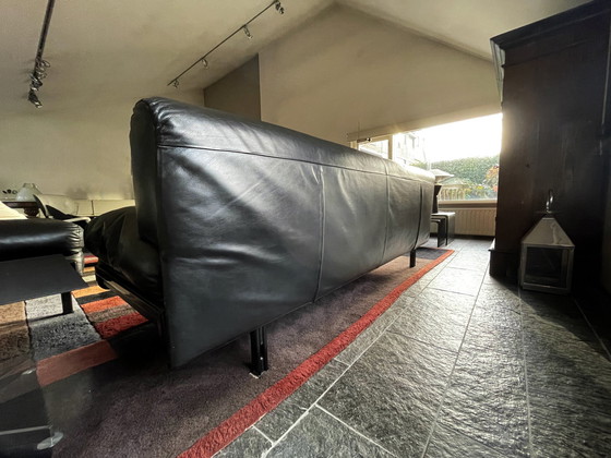 Image 1 of Matteo Grassi black leather Italian design sofa