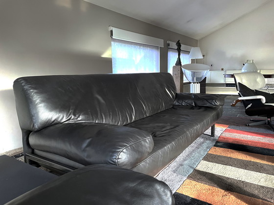 Image 1 of Matteo Grassi black leather Italian design sofa