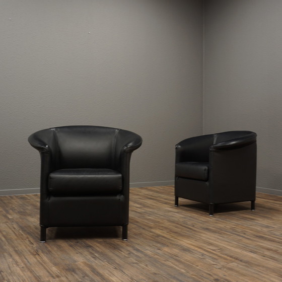 Image 1 of 2x Wittmann Aura Armchairs Leather black