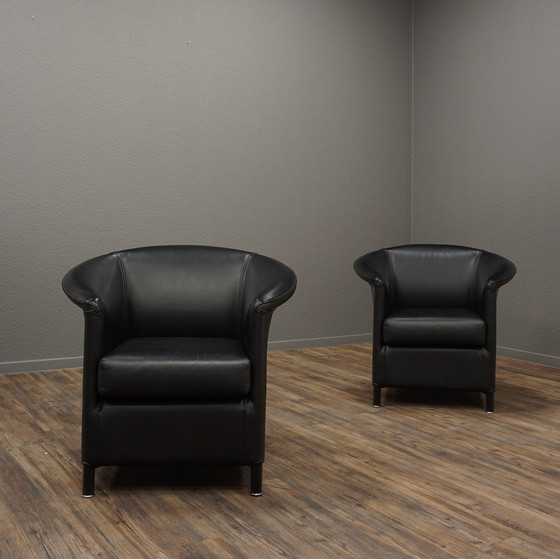 Image 1 of 2x Wittmann Aura Armchairs Leather black
