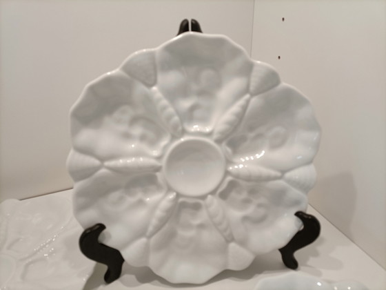 Image 1 of 6x Gerold Bavaria white oyster plates white porcelain