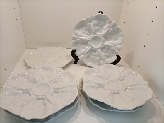 Image 1 of 6x Gerold Bavaria white oyster plates white porcelain