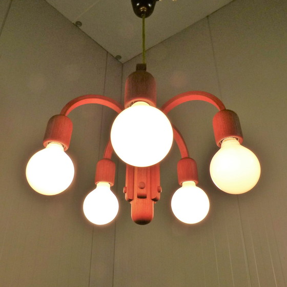 Image 1 of Domus teak chandelier, Denmark 1970's