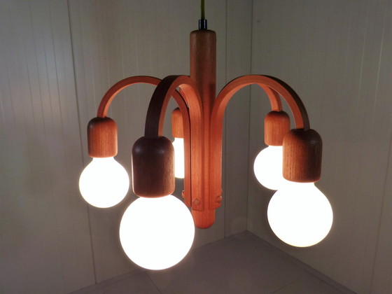 Image 1 of Domus teak chandelier, Denmark 1970's