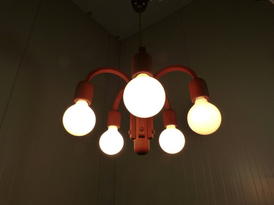 Image 1 of Domus teak chandelier, Denmark 1970's