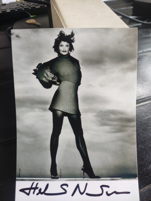 Helmut Newton, Helena Christensen hand signed photo